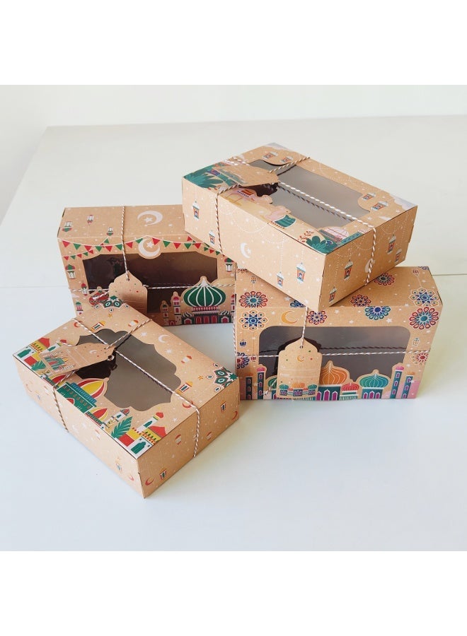 Kraft Paper Gift Boxes, Middle Eastern New Year Pvc Windowed Kraft Paper Packaging Boxes, New Year Party Decorations - 12-Pack - Image 2